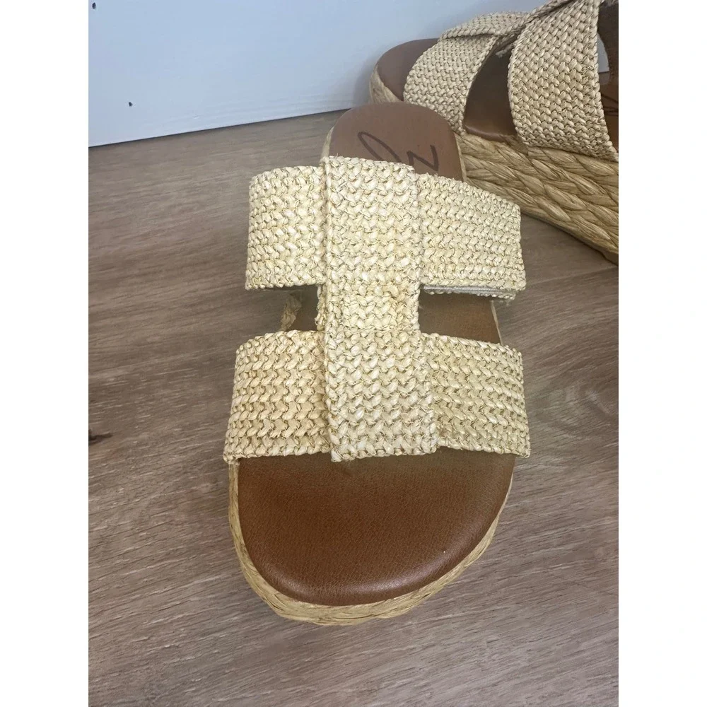 Zodiac Izzy Platform Slide Sandals Womens 5.5 Natural Woven Espadrille Boho Chic